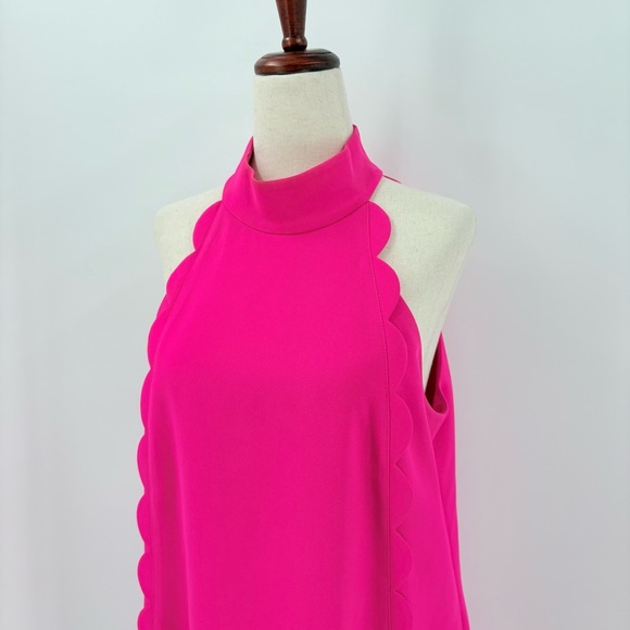 Ted Baker London Hit Pink Mock Neck Scalloped Mini Dress Size 3 / 8 - Picture 5 of 10